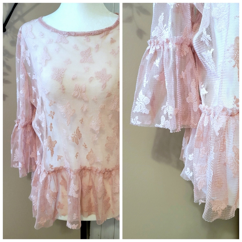 EMBROIDERED SEMI-SHEER BLUSH PINK TOP large